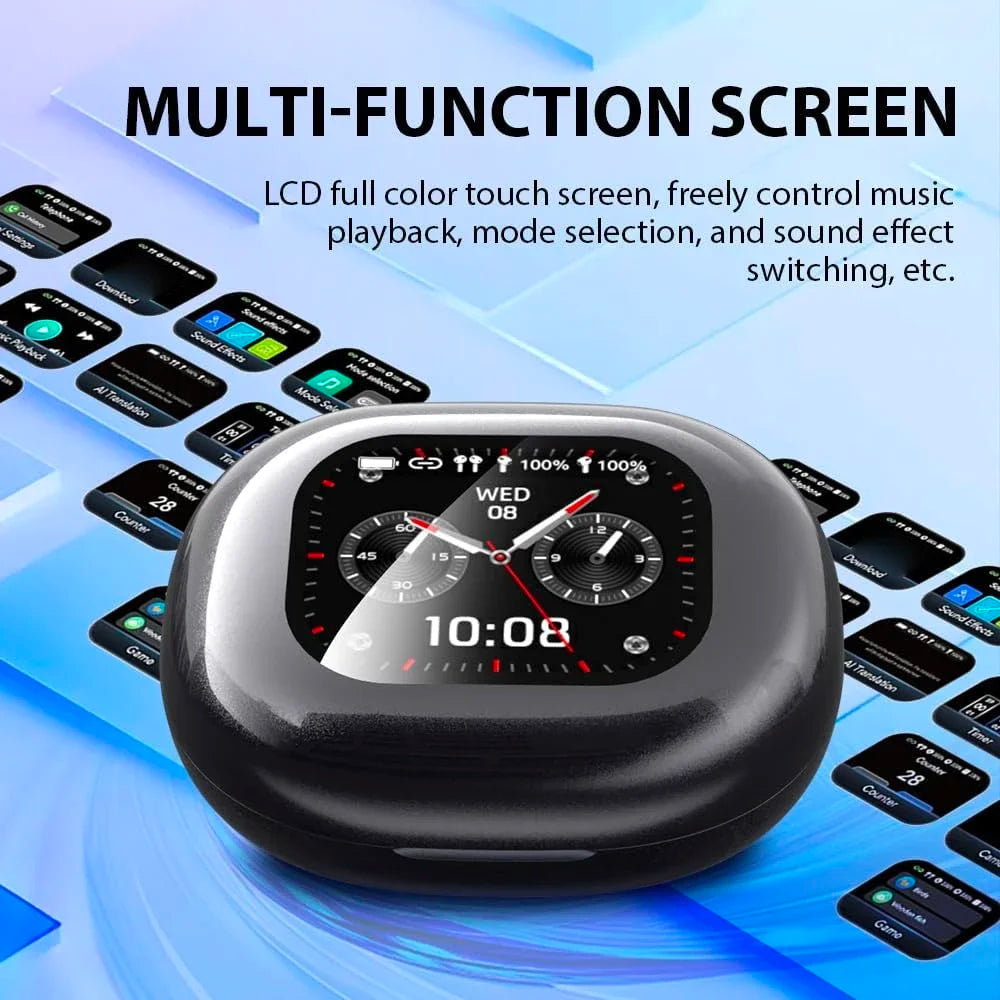 UYUXIO OWS Real Time Translation Earbuds with 144 Languages AI Translating Earphone with LCD Touch Screen Ear Buds Headphone
