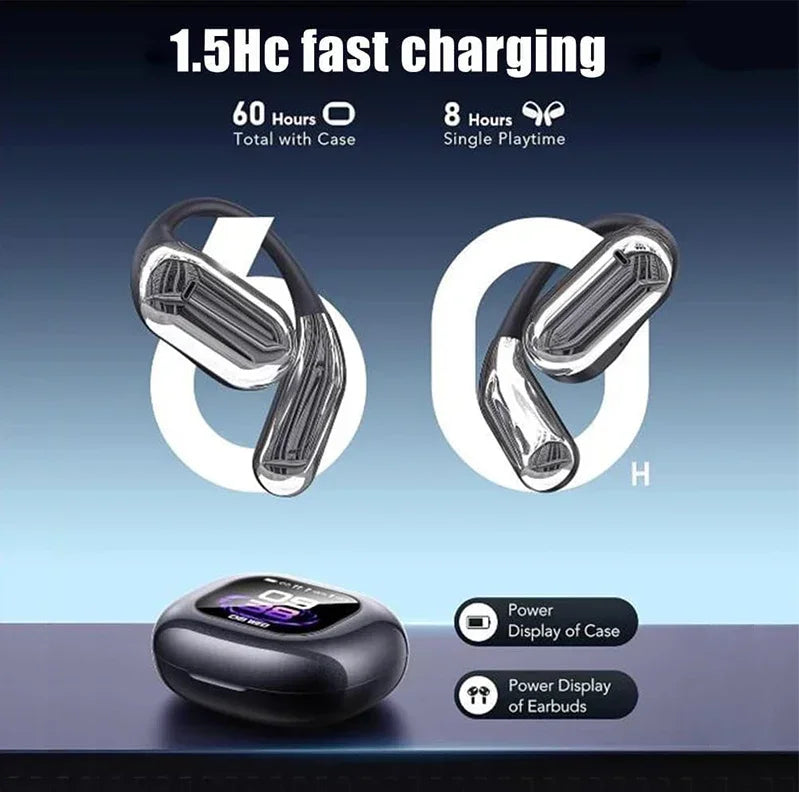 UYUXIO OWS Real Time Translation Earbuds with 144 Languages AI Translating Earphone with LCD Touch Screen Ear Buds Headphone