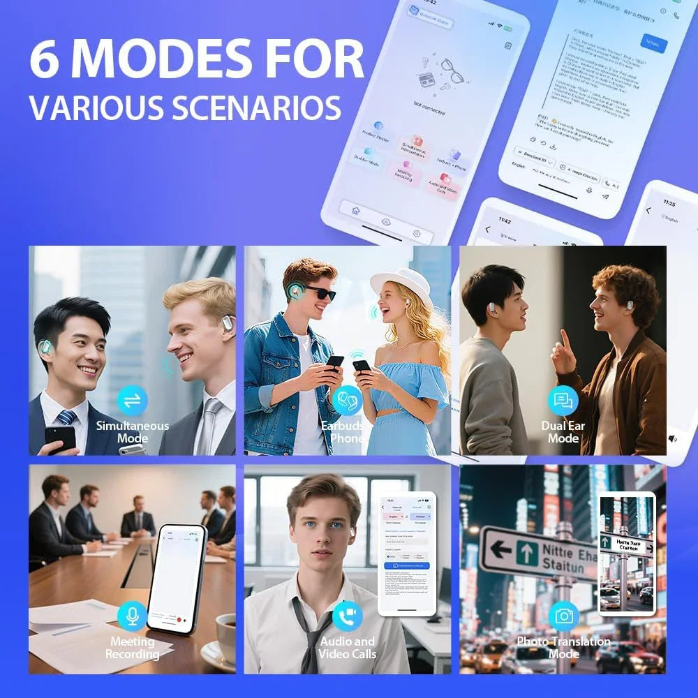 UYUXIO OWS Real Time Translation Earbuds with 144 Languages AI Translating Earphone with LCD Touch Screen Ear Buds Headphone