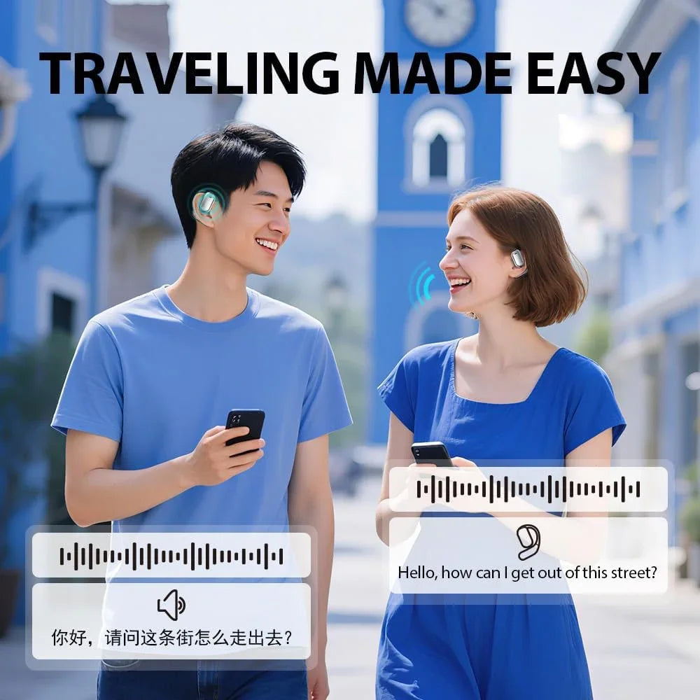 UYUXIO OWS Real Time Translation Earbuds with 144 Languages AI Translating Earphone with LCD Touch Screen Ear Buds Headphone