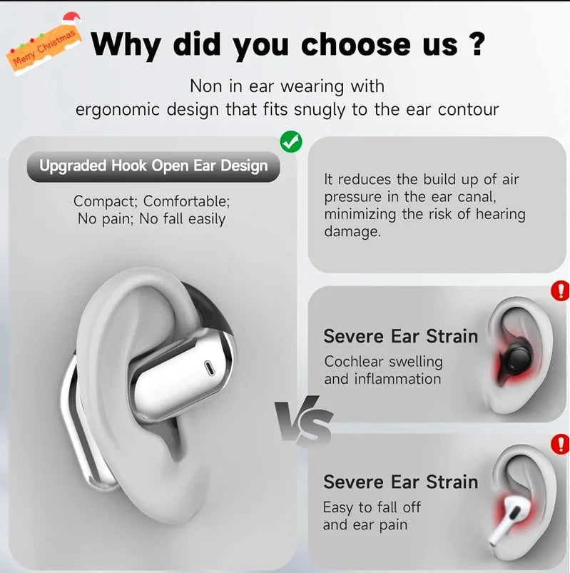 UYUXIO OWS Real Time Translation Earbuds with 144 Languages AI Translating Earphone with LCD Touch Screen Ear Buds Headphone