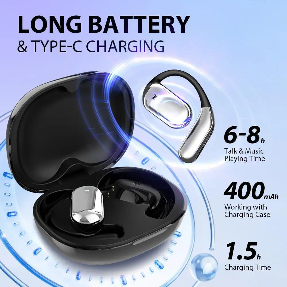 UYUXIO OWS Real Time Translation Earbuds with 144 Languages AI Translating Earphone with LCD Touch Screen Ear Buds Headphone